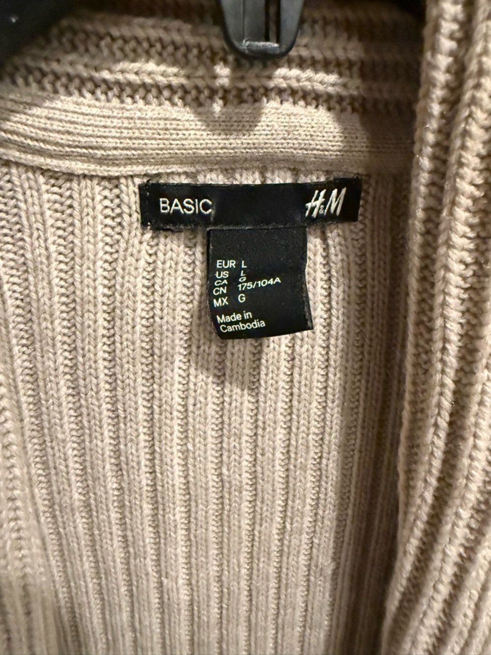 H&M Ribbed Open-Front Shawl Collar Cardigan - Beige - Picture 3 of 3